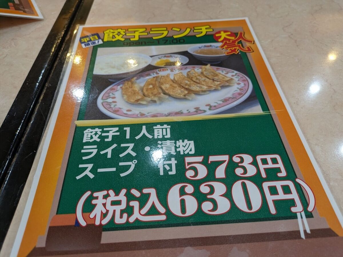 餃子の王将綱島駅前店餃子ランチ