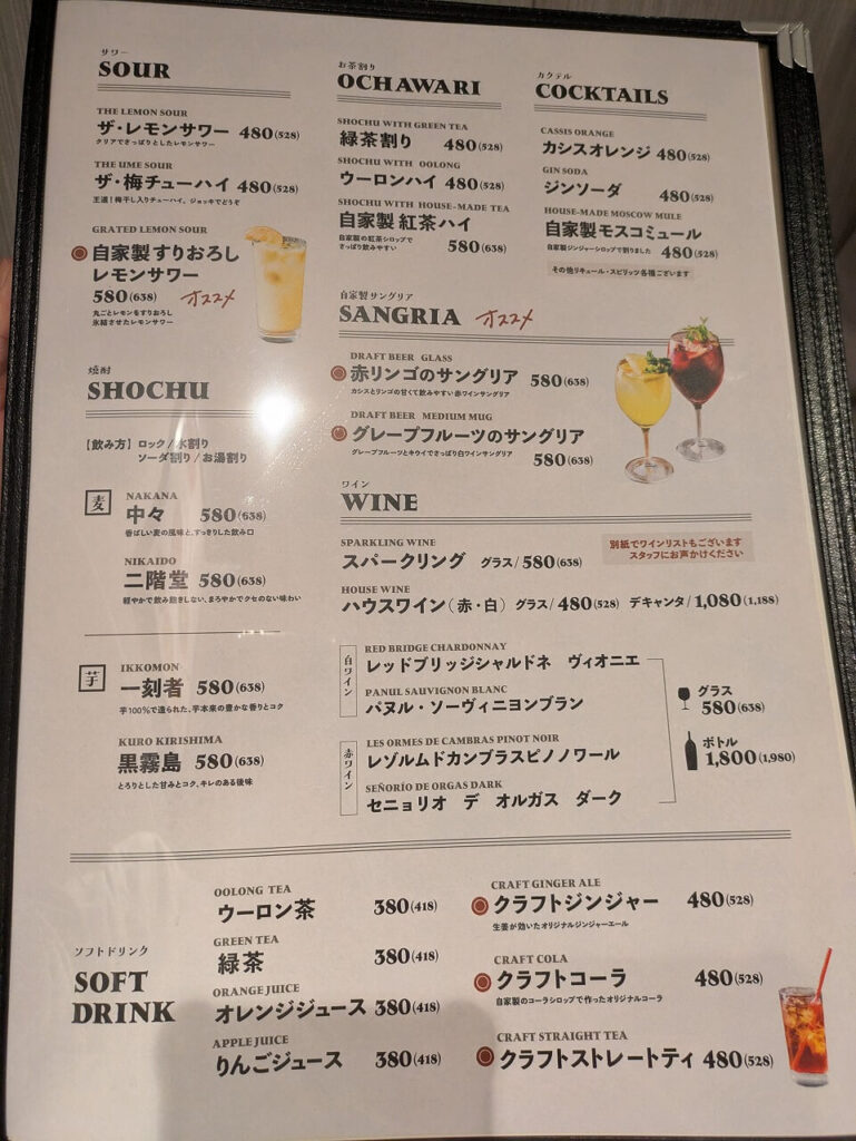 トラットリアトモシビドリンクメニュー